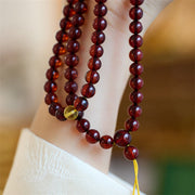 Buddha Stones Natural 108 Mala Beads Amber Clear Anxiety Bracelet Mala Bracelet BS 2