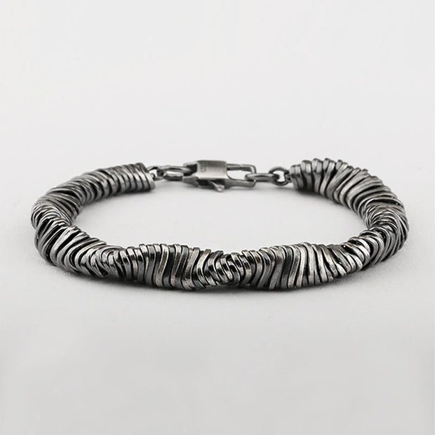 Buddha Stones 925 Sterling Silver Vintage Twisted Design Wealth Healing Chain Bracelet