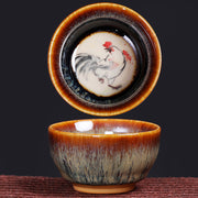 Buddha Stones 12 Chinese Zodiac Pattern Ceramic Teacup Kung Fu Jian Chinese Zhan Tea Cup 73ml