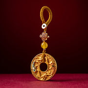 Buddha Stones Double Koi Fish Peace Buckle Wealth Luck Key Chain Key Chain BS 12