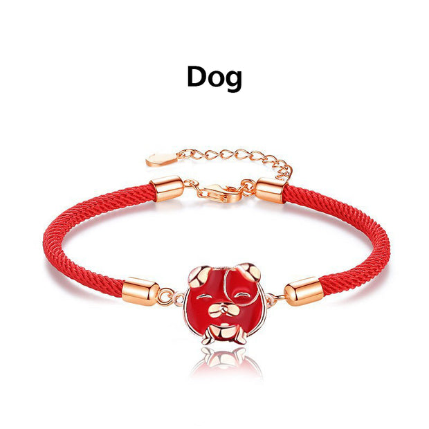 Buddha Stones 925 Sterling Silver Year of the Dragon Cute Chinese Zodiac Color Change Protection Bracelet Bracelet BS Dog(Wrist Circumference 14-16cm)