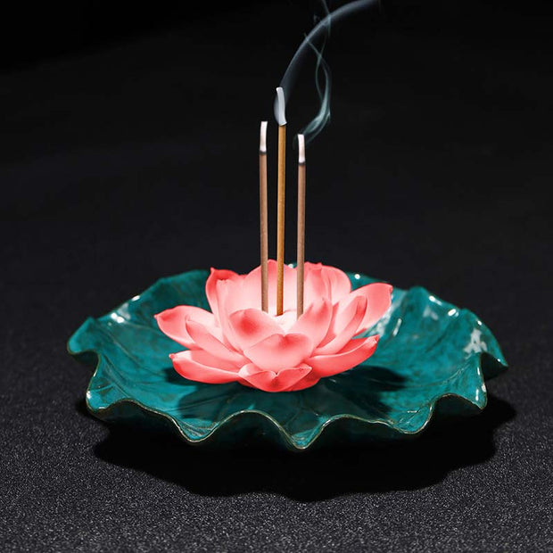 Buddha Stones Tibetan Lotus Blessing Incense Burner Decoration