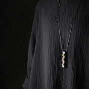 Buddha Stones Tibet Ebony Wood Copper Balance Peace Necklace Pendant Necklaces & Pendants BS 11