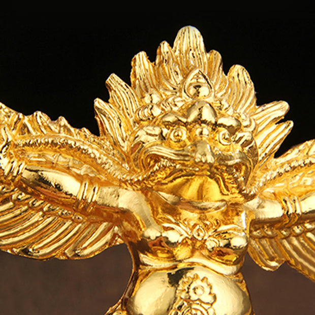 Buddha Stones Tibetan Gold Garuda Bird Alloy Protection Home Decoration
