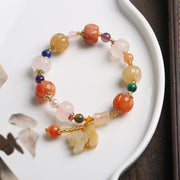 Buddha Stones Natural Golden Silk Jade Crystals Gourd Pixiu Pumpkin Beads Wealth Charm Bracelet Bracelet BS 11