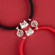 Buddha Stones 999 Sterling Silver Year of the Dragon Fu Character Dumpling Luck Handmade King Kong Knot Bracelet