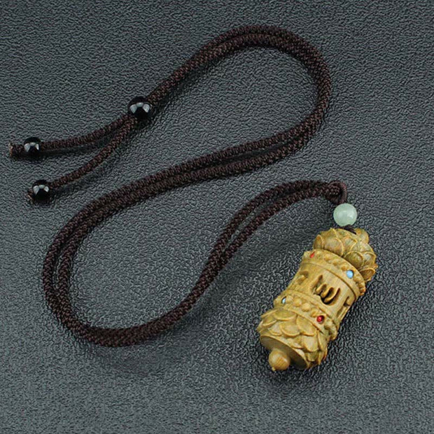 Buddha Stones Tibet Green Sandalwood Rosewood Om Mani Padme Hum Lotus Positive Soothing Necklace Pendant Necklaces & Pendants BS 5
