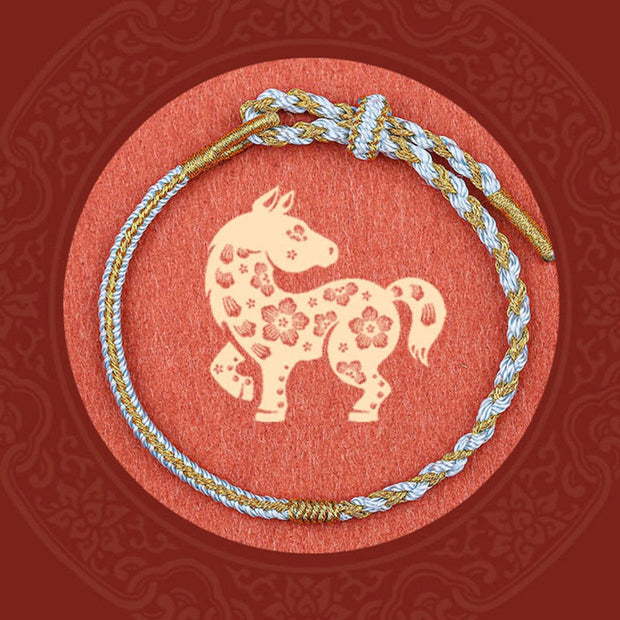 Buddha Stones Handmade Chinese Zodiac Rabbit Rooster Rat Horse Dragon Protection Braid String Bracelet Bracelet BS Light Blue(Wrist Circumference 14-19cm)