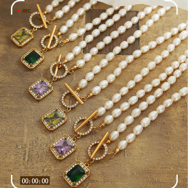 Buddha Stones Pearl Zircon Wealth Charm Necklace Pendant Necklaces & Pendants BS 10