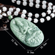 Buddha Stones Natural Jade Avalokitesvara Amulet Wealth Necklace Pendant Necklaces & Pendants BS 8