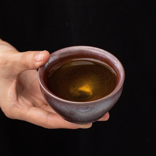 Buddha Stones Chinese Pink Gold Jianzhan Porcelain Teacup Kung Fu Tea Cup