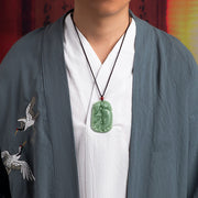 Buddha Stones Natural Jade Koi Fish Lotus Wealth Prosperity Necklace Pendant Necklaces & Pendants BS 3
