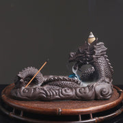 Buddha Stones Dragon Playing Ball Flower Protection Incense Burner Decoration
