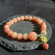 Buddha Stones Natural Orange Stone Turquoise Fu Character Charm Luck Fortune Bracelet Bracelet BS 7