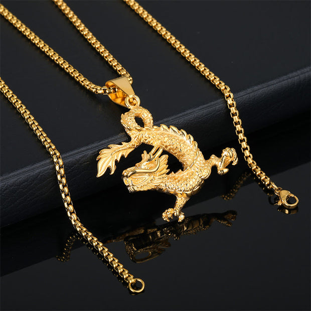 Buddha Stones Dancing Dragon Pattern Luck Necklace Pendant Necklaces & Pendants BS 2