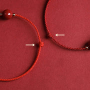 Buddha Stones Natural Lucky Cinnabar Bead Blessing String Bracelet Anklet Bracelet BS 20