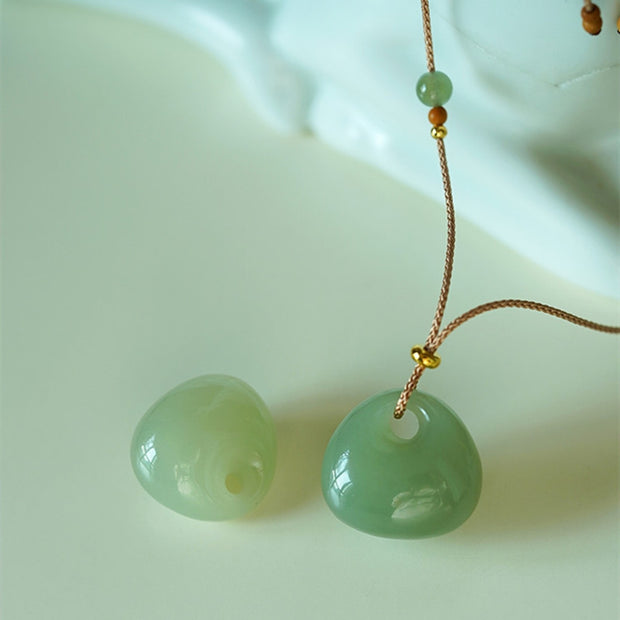 Buddha Stones Natural Jade Luck Prosperity Necklace Pendant (Random Color) Necklaces & Pendants BS 1