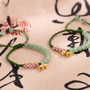 Buddha Stones Handmade Jade Bead Lily of the Valley Charm Luck Braided Bracelet Bracelet BS 4