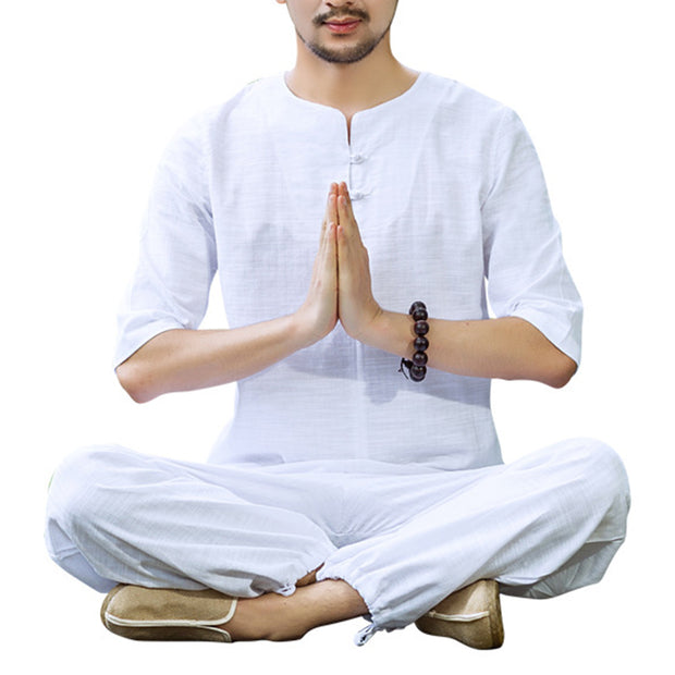 Buddha Stones Meditation Prayer Spiritual Zen Practice Uniform Clothing Men's Set Clothes BS 2