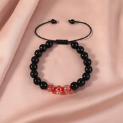 Buddha Stones Black Obsidian Luminous Glowstone Strength Bracelet Bracelet BS Red