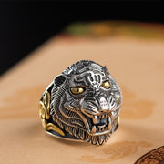 Buddha Stones 925 Sterling Silver Chinese Zodiac Tiger Protection Blessing Adjustable Ring Ring BS 1