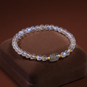 Buddha Stones 925 Sterling Silver Plated Gold Natural Moonstone PiXiu Healing Bracelet Bracelet BS 1