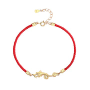 Buddha Stones 925 Sterling Silver Luck Year of the Dragon Red String Chain Bracelet Bracelet BS 6