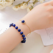 Buddha Stones Sun Stone Strawberry Quartz Crystal Positive Bracelet Bracelet BS Lazurite