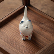 Buddha Stones Mini Lucky White Cat Kitten Tea Pet Ceramic Home Desk Figurine Decoration Decorations BS 6