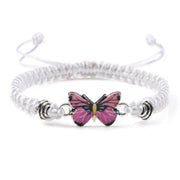 Buddha Stones Butterfly Freedom Love String Charm Bracelet Bracelet BS White-Pink Butterfly