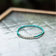 Buddha Stones 925 Sterling Silver Natural Turquoise Pearl Beaded Bracelet Bracelet BS 12