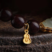 Buddha Stones Small Leaf Red Sandalwood Gourd Jade Calm Relaxation Bracelet Bracelet BS 20
