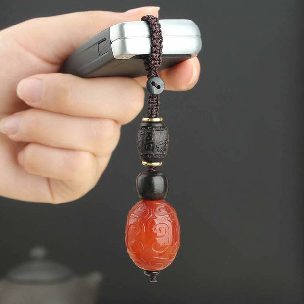 Buddha Stones Red Agate Green Agate Confidence Calm Key Chain Key Chain BS Red Agate (Confidence ♥ Calm)