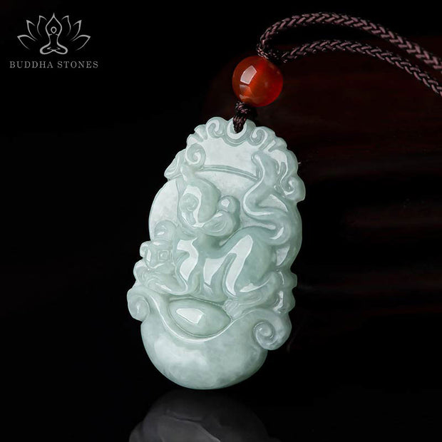 Buddha Stones Natural Jade 12 Chinese Zodiac Sucess Pendant Necklace Necklaces & Pendants BS main