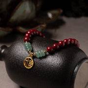 Buddha Stones Cinnabar Green Aventurine Luck Blessing Bracelet Bracelet BS 1