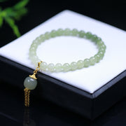 Buddha Stones 925 Sterling Silver Hetian Jade Beaded Wealth Charm Bracelet Bracelet BS 1