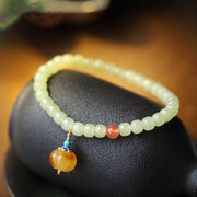 Natural Hetian Jade Pumpkin Amber Red Agate Crystal Prosperity Bracelet Bracelet BS 1