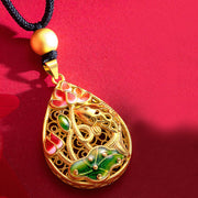 Buddha Stones Koi Fish Lotus Flower Leaf Copper Luck Necklace Pendant Necklaces & Pendants BS 3