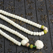 Buddha Stones White Jade Bodhi Lotus Mala Harmony Necklace Bracelet Bracelet BS 18