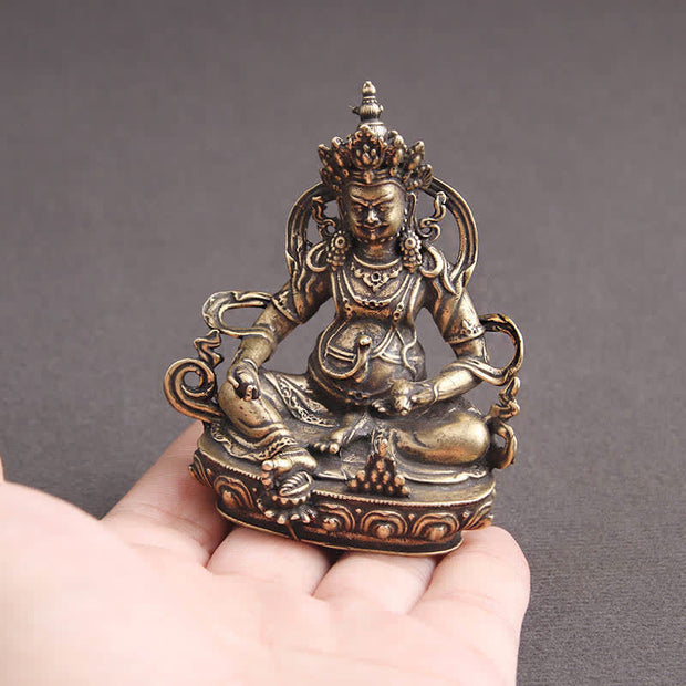 Buddha Stones Yellow Jambhala Bodhisattva Figurine Serenity Copper Statue Decoration Decorations BS 3
