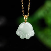 Buddha Stones 925 Sterling Silver 18K Gold Plated Natural Jade Cat Paw Pattern Luck Necklace Pendant Necklaces & Pendants BS Jade(Prosperity♥Abundance)