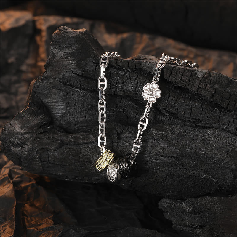 Buddha Stones 925 Sterling Silver Retro Tang Dynasty Flower