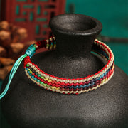 Buddha Stones Tibet Handmade Rainbow Multicolored Protection Braided String Bracelet Bracelet BS 8