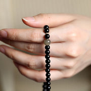 Buddha Stones Tibetan Black Onyx Hetian Jade 108 Mala Beads Fortune Bracelet Mala Bracelet BS 11