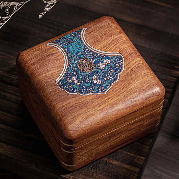 Buddha Stones Antique Flower Leaf Handmade Rosewood Jewelry Storage Box Wooden Gift Organizer Box