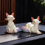 Buddha Stones Color Changing Small Cute Fox Tea Pet Resin Home Figurine Decoration