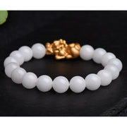 Buddha Stones Natural White Jade PiXiu Wealth Bracelet Bracelet BS 7