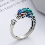 Buddha Stones 925 Sterling Silver Year Of The Dragon Luck Protection Adjustable Metal Ring
