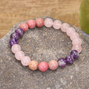 Buddha Stones 108 Mala Beads Amethyst Rose Quartz Spiritual Healing Tassel Bracelet Mala Bracelet BS 5