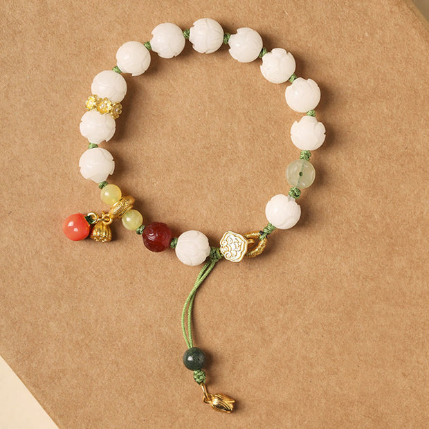 Buddha Stones Natural Bodhi Seed Lotus Pumpkin Bead Peace Harmony Bracelet Bracelet BS Bodhi Seed Lotus Beads 9*10mm 14-15cm